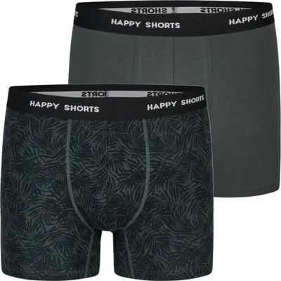 Produktbild von 2 Happy Shorts Jersey Trunk Herren Boxershorts Pant Palme Dunkel - Grösse: XXL, Farbe: Palmenblätter
