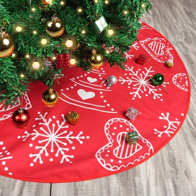 Weihnachtsbaumrock, Polyester, rund, 88,9 cm, rot