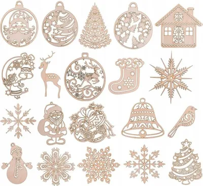 Produktbild von 20 Stück Christbaumschmuck Holz Weihnachten Christbaum Anhänger Weihnachtsbaum Tannen Baum Deko Schmuck