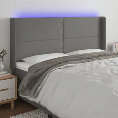 Image de Maison Exclusive - Tête de lit à LED Gris foncé 203x16x118/128 cm Tissu