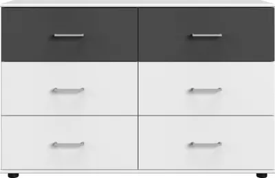 Produktbild von Kombikommode >ANGIE< in WEISS + GRAPHIT - 130x83x41cm (BxHxT)