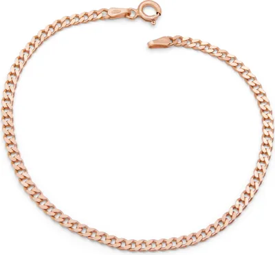 Produktbild von Panzerarmband 925 Sterling Silber rose vergoldet 3mm breit Länge wählbar 17 18 19 20 21 cm Panzerkette Silberkette Armkette Armkettchen Rosé (19)