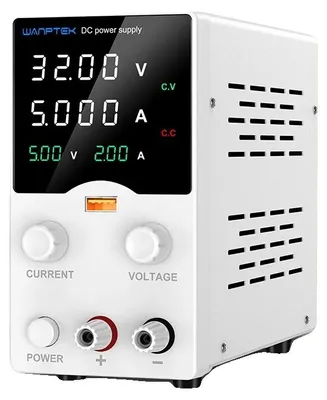 Obrázek produktu pro Stejnosměrný napájecí zdroj, nastavitelný 30 V 10 A, podpora rychlého nabíjení přes USB, bílý 30 V 5 A
