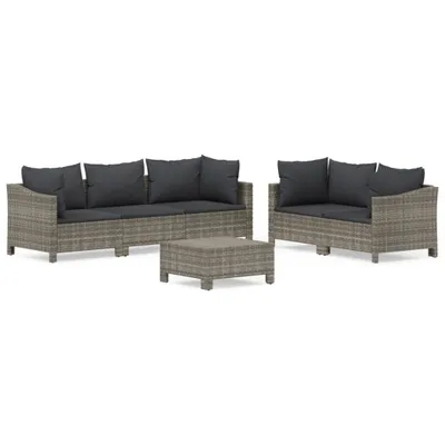 Produktbild von vidaXL 6-tlg. Garten-Lounge-Set mit Kissen Grau Poly Rattan