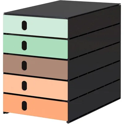 Produktbild von styro Schubladenbox styroval pro Emotions Mediterran grün, braun, orange 14-8000.ME, DIN C4 mit 5 Schubladen