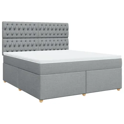 Produktbild von Boxspringbett mit Matratze Hellgrau 180x200 cm Stoff