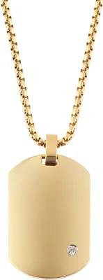 Produktbild von "Saranja", Edelstahl Halskette, Simili, Dog Tag, gravurfähig, 61 cm