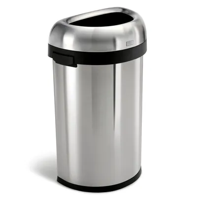 Produktbild von simplehuman 60 Liter halbrunder offener Abfalleimer, gebürsteter Edelstahl - 7,8x7,8x48,3 cm; CW1468
