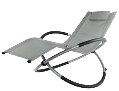 Produktbild von Garten Liegestuhl Schaukelliege Campingliege Strandliege Sonnenliege Gartenliege Gartenstuhl Klappstuhl Liege Klappbar Faltbar Relaxliege Grau Kingpower