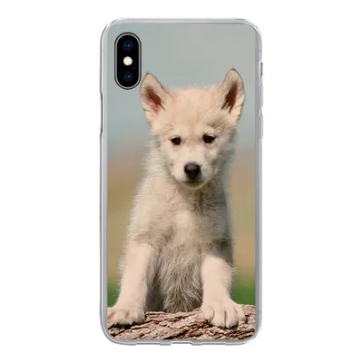 Produktbild von MuchoWow® Handyhülle Schutzhülle Hülle für iPhone Xs Wolf - Kind - Holz Silikon Softcase Handy Hülle - Handytasche