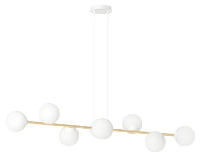 Image de Lampe à suspension Gravity avec diffuseurs en verre et détails dorés
