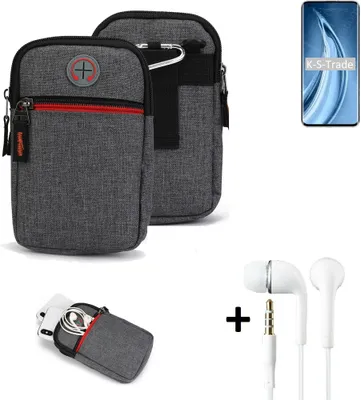 Produktbild von K-S-Trade Gürteltaasche + Kopfhörer kompatibel mit Xiaomi Mi 10s Handy Tasche Holster Schutz Hülle Handy Hülle grau Zusatzfächer 1x