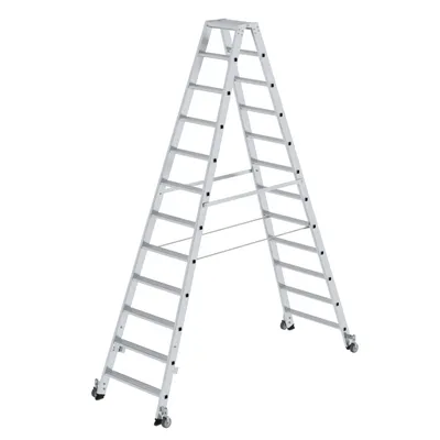 Produktbild von MUNK Stehleiter beidseitig begehbar mit Rollen 2x12 Stufen
