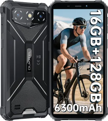 OUKITEL G3 Outdoor Handy 16GB+128GB(1TB) 6300mAh Outdoor Smartphone Ohne Vertrag 6,0'' Corning Glas 5 Bildschirm 13MP IP68/69K baustellenhandy,Schwarz