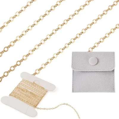 Messingkette 1 m, 14K Gold gefüllt, Kabelkette oval, DIY-Schmuck