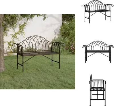 Produktbild von vidaXL 2-Sitzer-Gartenbank 128 cm Schwarz Stahl -  Gartenbänke