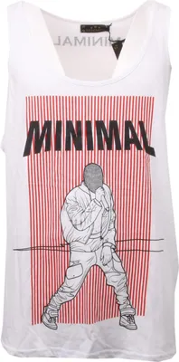 Image de C0655 t-shirt sans manches blanc/rouge/noir chemise homme MINIMAL