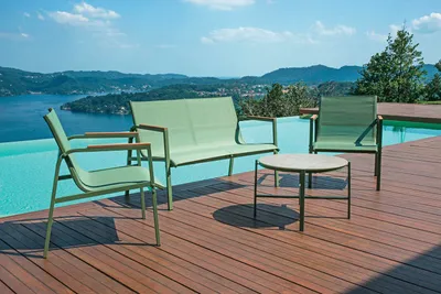 Immagine prodotto di Set Salotto da Giardino Divano 2 Poltrone e Tavolino Tarquinia in Ferro e Textilene Verde