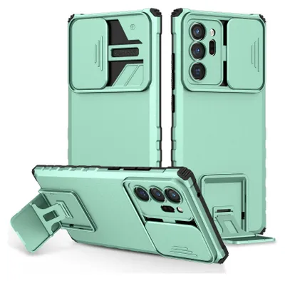 Produktbild von Galaxy Note 20 Ultra Hülle, Dual Layer Ständer Schutzhülle mit Schiebe Kamera Schutz für Samsung Galaxy Note 20 Ultra 5G Türkis