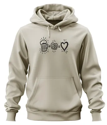 Produktbild von Bier Brezel Herz Liebe  Wiesn Bayern Lederhose Hoodie Kapuzenpullover, Natur, M
