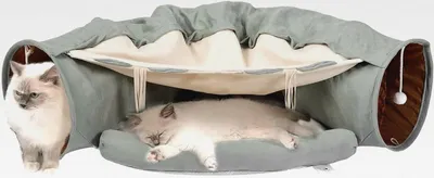 Produktbild von Katzenbetttunnel, Katzentunnel für Hauskatzen - Weicher Katzentunnel für den Innenbereich - Faltbares Haustierspielzeug, tragbares Katzenhöhlenbett, multifunktionales Haustierzubehör für Tiefschlaf-Un
