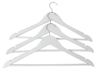 Kleiderbügel mit Hosensteg, 43 cm, weiß, 3 Stück, lackiertes Holz