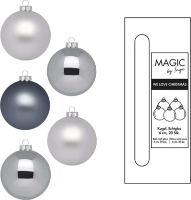 Produktbild von Inge‘s Christmas Decor 15304P620, Kugel-Weihnachtsschmuck, Glas, Silber, 60 mm, 60 mm, 20 Stück(e)