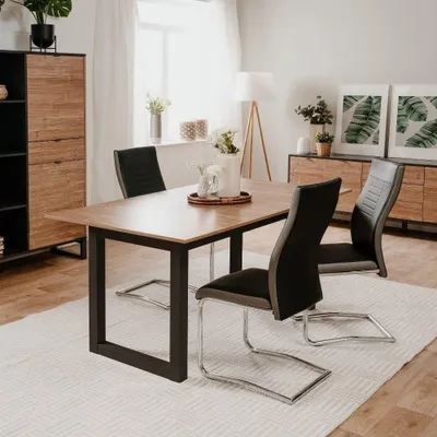 Immagine prodotto di Tavolo allungabile Austin80A piano color legno e gambe antracite 160x90x75