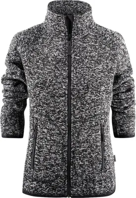 Produktbild von Damen Strickfleecejacke in Melange-Optik, schwere Qualität, mit Reißverschlusstaschen