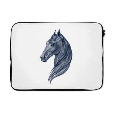 Produktbild von MuchoWow® Laptop Hülle 13 Zoll Pferd - Aquarell - Blau - Mädchen - Kinder - Mädchen Laptoptasche - Laptophülle - Sleeve - Rundumschutz
