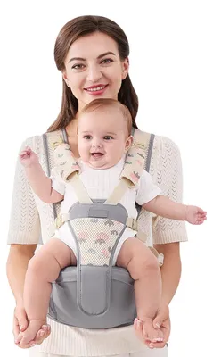 Produktbild von Babytrage Babytragetuch Kindertrage - Atmungsaktives Mesh - Fünfpunkt-Sicherheitsgurt - 0 bis 36 Monate - Grau