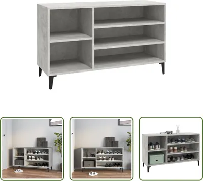 Produktbild von The Living Store Schuhregal Betongrau 102x36x60 cm Holzwerkstoff