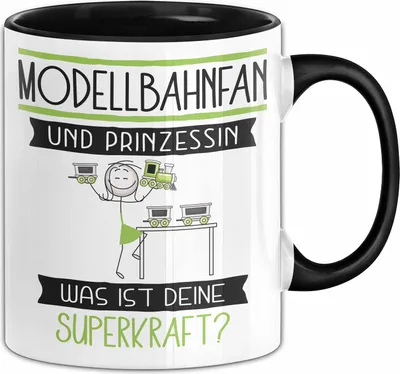Produktbild von Modellbahnfan Und Prinzessin Tasse Geschenk Für Eine Modellbahnfan Geburtstag Was Ist Deine Superkraft (Schwarz)