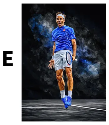 Produktbild von Poster Tennis Spieler Roger Federer · Geschenkidee · Deko Print ohne Rahmen · Motiv E · 70 × 100 cm