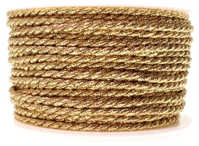 Produktbild von Dekokordel Acetat 4 mm 25 m gedrehte Schnur glänzend Uni Dekoband gold