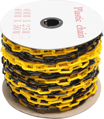 Immagine prodotto di TolleTour catena a sbarramento catena in plastica nera gialla spessore 6 mm per parcheggi e barriere per parcheggi 50 m