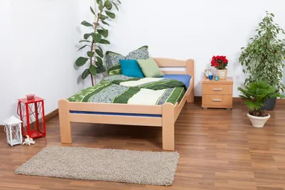Produktbild von Einzelbett / Gästebett "Easy Premium Line" K4, 120 x 200 cm Buche Vollholz massiv Natur