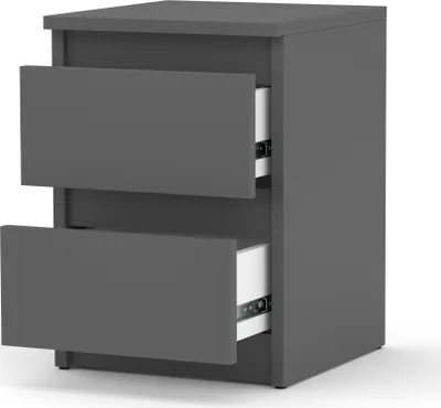 Image de Table de nuit Gris Mat Lot de 2 - Table de nuit - Meuble moderne avec tiroirs Commode en bois Armoire à tiroirs pour votre chambre à coucher