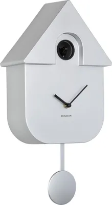 Produktbild von Karlsson - Kuckucksuhr Modern Cuckoo Metallic - Silber - 21.5x8.5x41cm