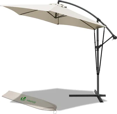 Produktbild von VOUNOT® 300 cm Ampelschirm, Sonnenschirm mit Windsicherung und Schutzhülle, Beige
