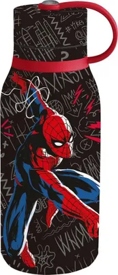 Obrázok produktu pre Tataway Marvel čierna izolovaná nerezová fľaša na vodu pre deti, Spiderman, 330 ml, termo, s výlevkou a bezpečnostným uzáverom