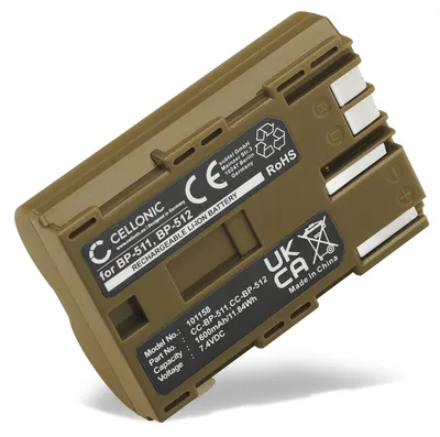 Image de CELLONIC 1x Batterie pour Appareil photo Compatible avec Canon EOS 40D, EOS 5D, PowerShot G5, BP-511 - (1600mAh, 7.4V)