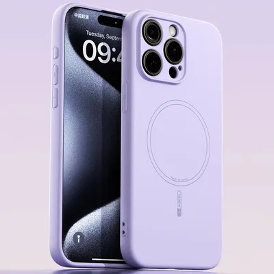 Obrázek produktu pro Magnetické pouzdro pro iPhone 14 Pro Max, kompatibilní s MagSafe, tekutý silikon, nárazuvzdorné a odolné proti poškrábání Fialová