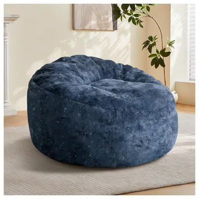Produktbild von okwish Loungesessel Konturdesign Einzelsitz Gebogene Hochlehne Für Wohnzimmer und Schlafzimmer Flanelloptik Blau