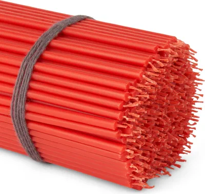 Produktbild von 1000g (ca. 250 St.) Rote Altarkerzen Kerzen Dünne Osterkerzen Länge 16cm 36253