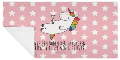 Produktbild von Mr. & Mrs. Panda Handtuch Einhorn Cocktail - Rot Pastell - Geschenk, 50x100, Spruch, Witzig, Einhörner, gesichtshandtuch, Flauschtuch, Unicorn, Geburtstag, Caipirinha