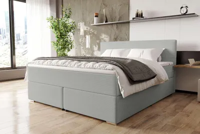 Produktbild von 99rooms Phönix Boxspringbett 200x200 cm Cordstoff POSO Hellgrau