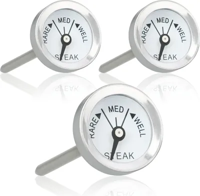 Produktbild von com-four® 3x Bratenthermometer aus rostfreiem Edelstahl - analoges Fleischthermometer - Grillthermometer - Fleischnadel - 7 cm