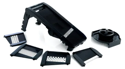 Mandoline mit 5 Edelstahlklingen, Gemüseschneider, Handschutz