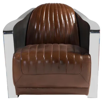 Immagine prodotto di Union Jack Aviator Retro Club Chair Pelle marrone Poltrona Vintage Mobili da salotto Nuovo